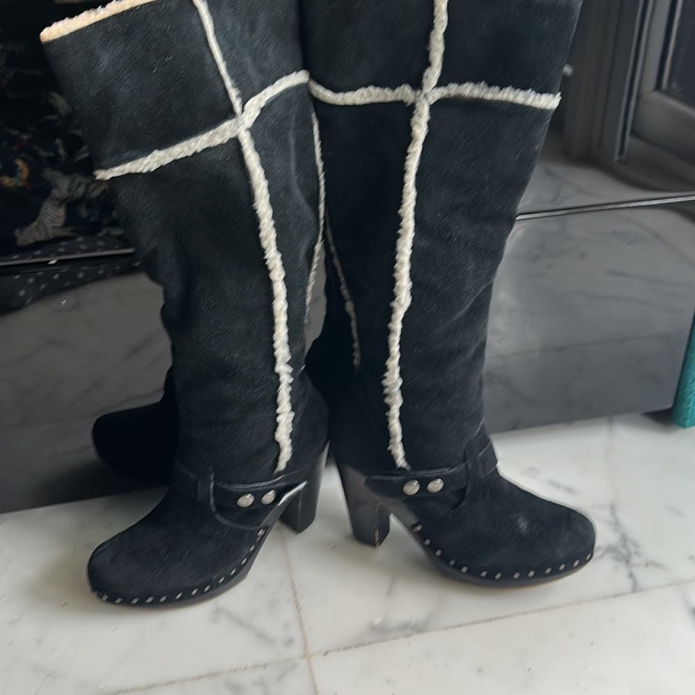 Nine West Vintage America distressed Suede & fleece Knee high boots! Size UK 4! - Picture 9 of 16